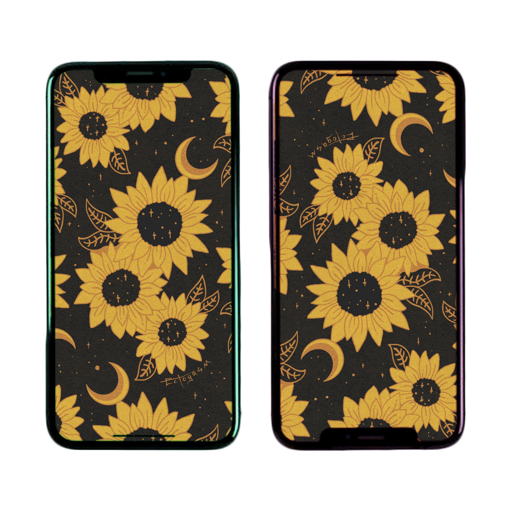 Ectogasm dark bohemian witchy sunflower and moon phone wallpaper. 