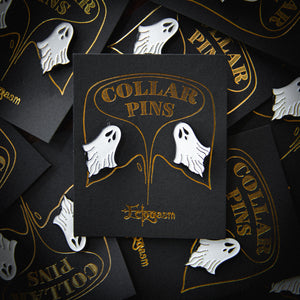 Ghost lapel pins for dark academia fashion. Designed by Ectogasm.