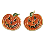 Ectogasm orange jack-o-lantern pumpkin lapel pin set.
