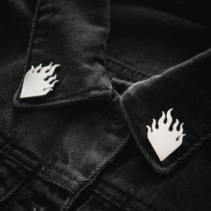 Ectogasm silver collar points for metalheads. Wear on a battle jacket or vest for cool style..