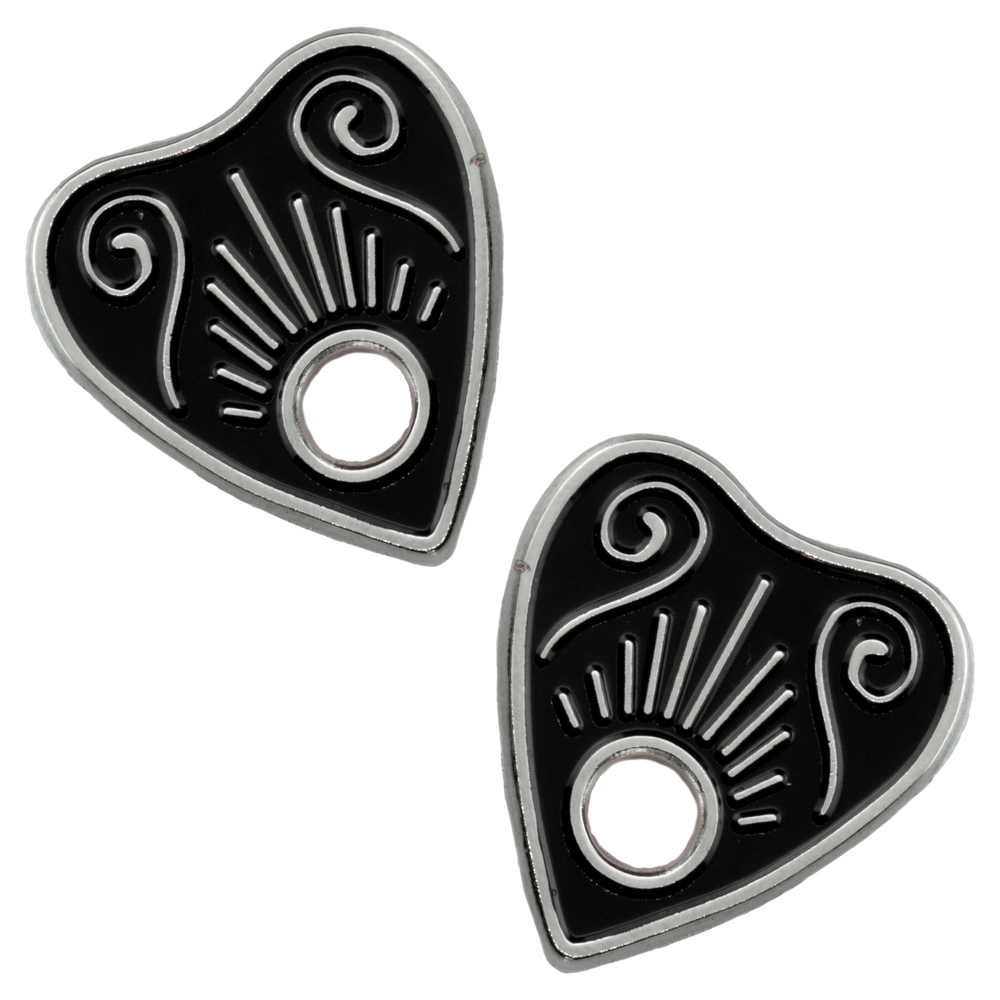 Ouija Planchette Collar Pin Set of 2 - Silver