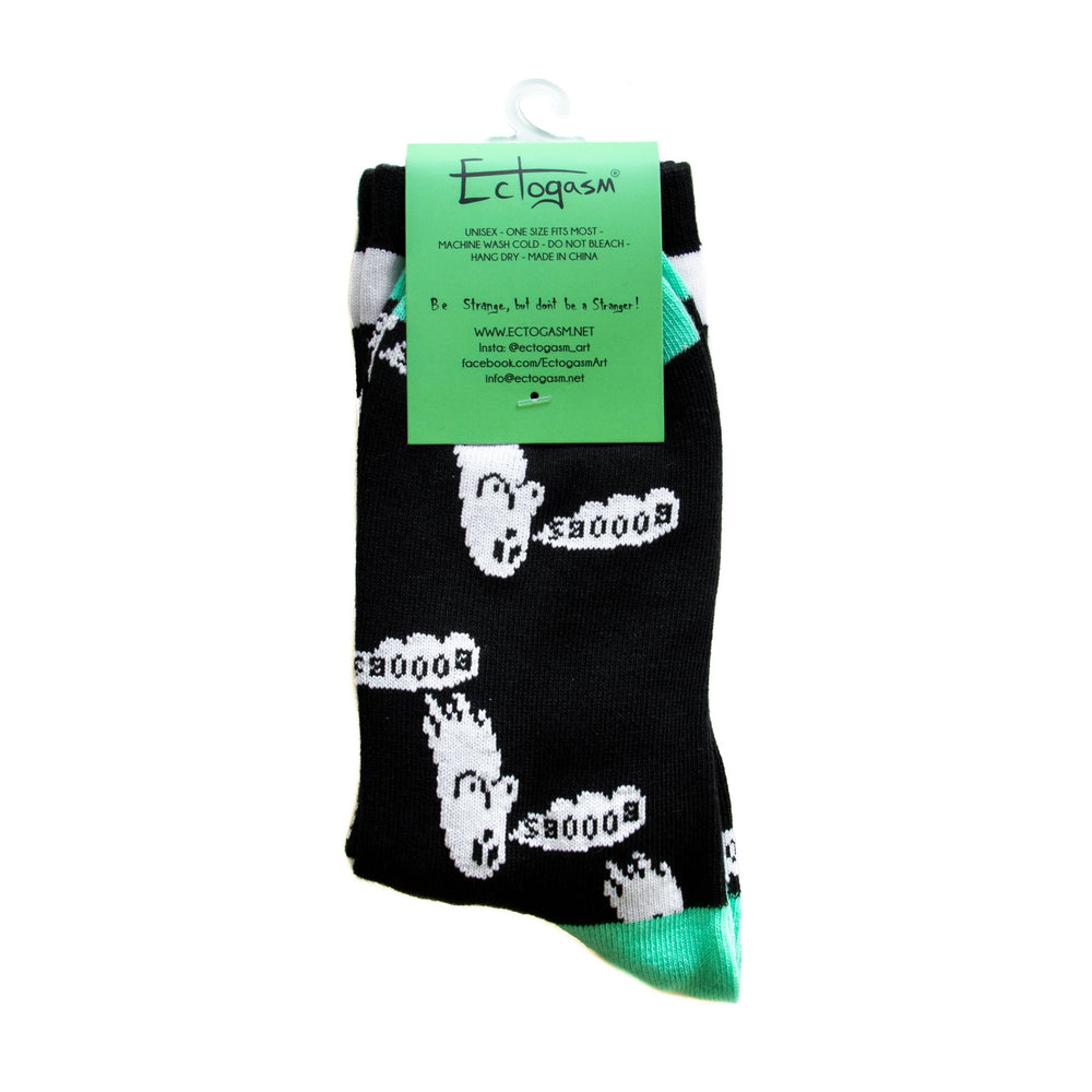 Ectogasm funny ghost socks for men and women's goth style. 