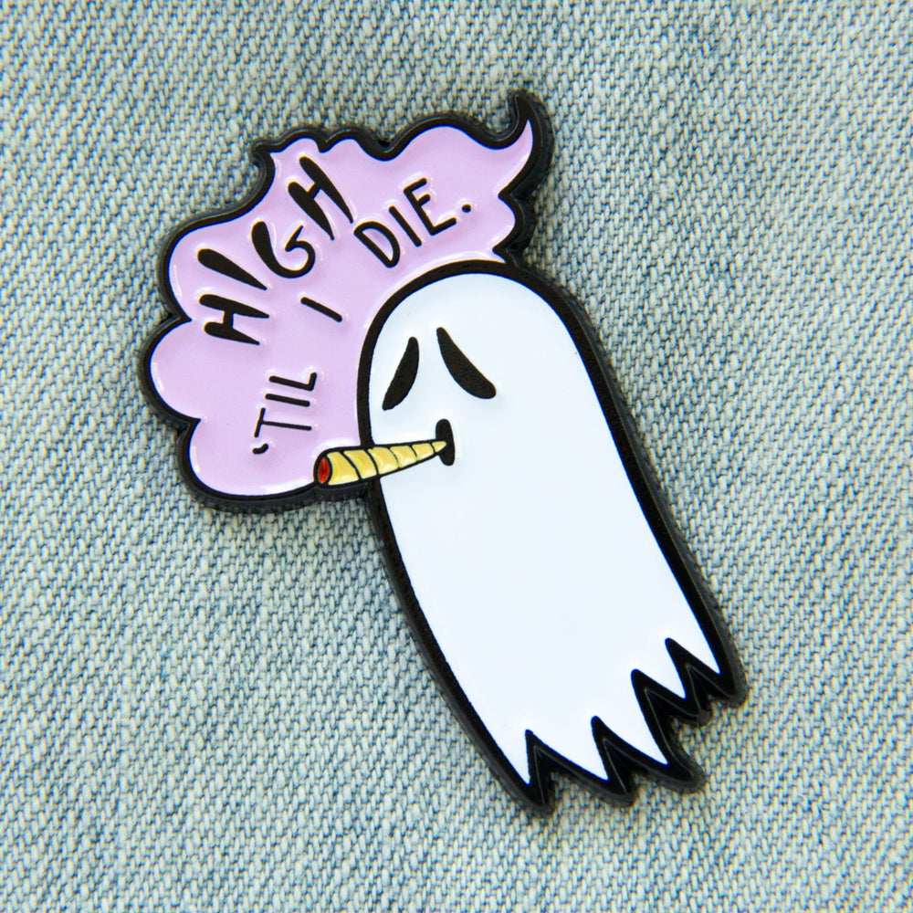 Pot smoking ghost enamel pin by Ectogasm