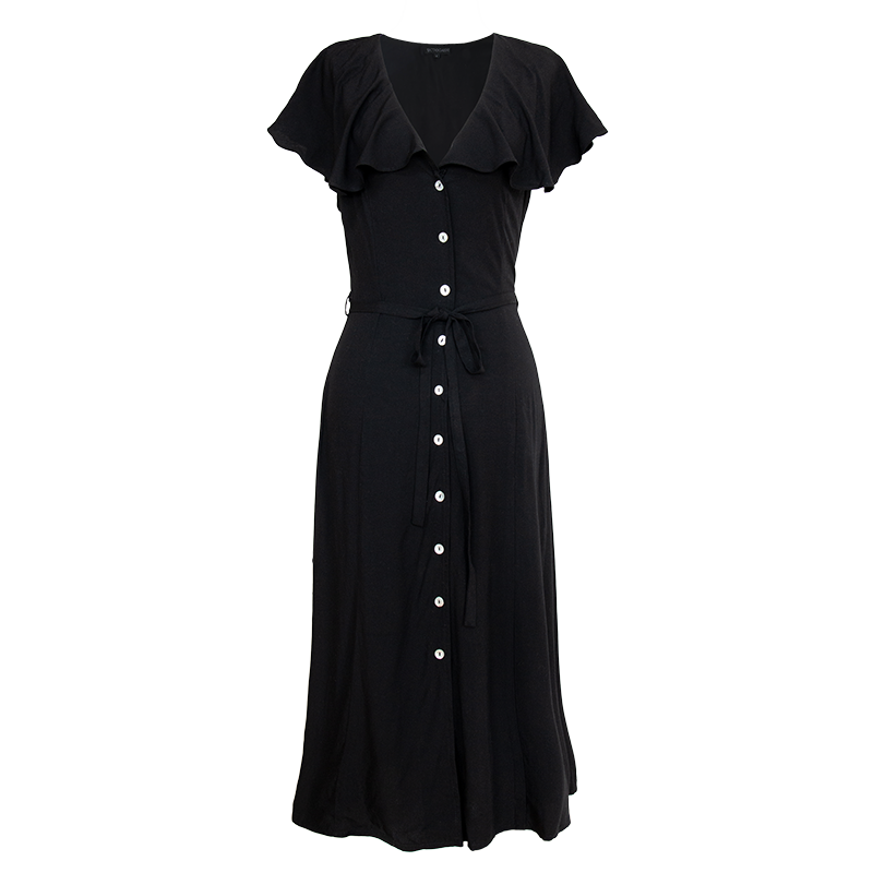 
            
                Load image into Gallery viewer, A classic vintage style black midi dress with cape sleeves for whimsical fashion.
            
        