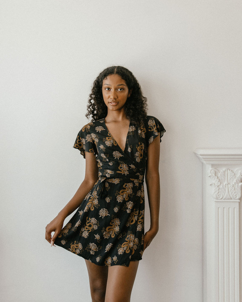 Ophelia Dress in Snakes & Chrysanthemums