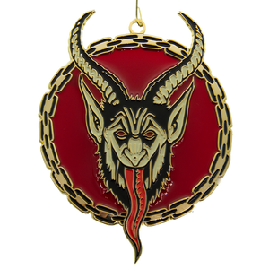 A scary holiday ornament of krampus for horror fans.