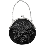 Spiderweb Convertible Clasp Handbag in Black
