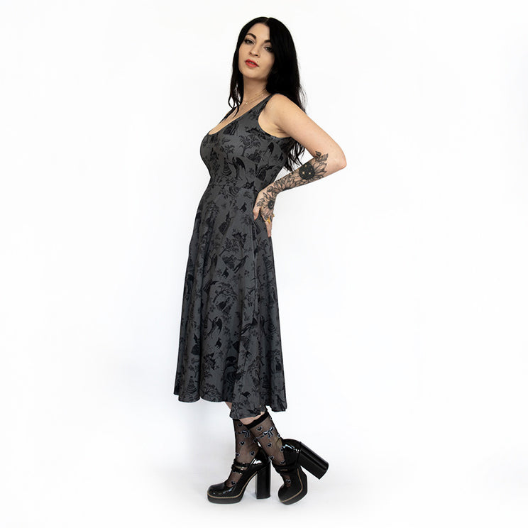 Black and gray gothic dress for Halloween style. 