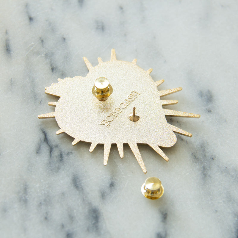 Ectogasm 18k gold collector's edition heart enamel pin for a cool, trendy fashion accessory.