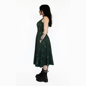 Stretchy cotton dress with pockets alternative fashion and pinup gothabilly style. 