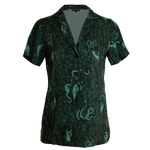 Womens goth clothes button down shirt in green. 