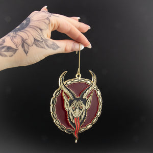 A cool stained glass Krampus Christmas ornament for holiday decor.