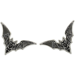 Goth fashion bat lapel pins accessory in silver and black. 