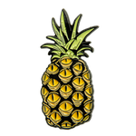 Ectogasm surreal artsy enamel pin of a pineapple with spooky eyes. 