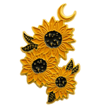 Ectogasm beautiful yellow, gold, and black sunflower botanical enamel pin. 