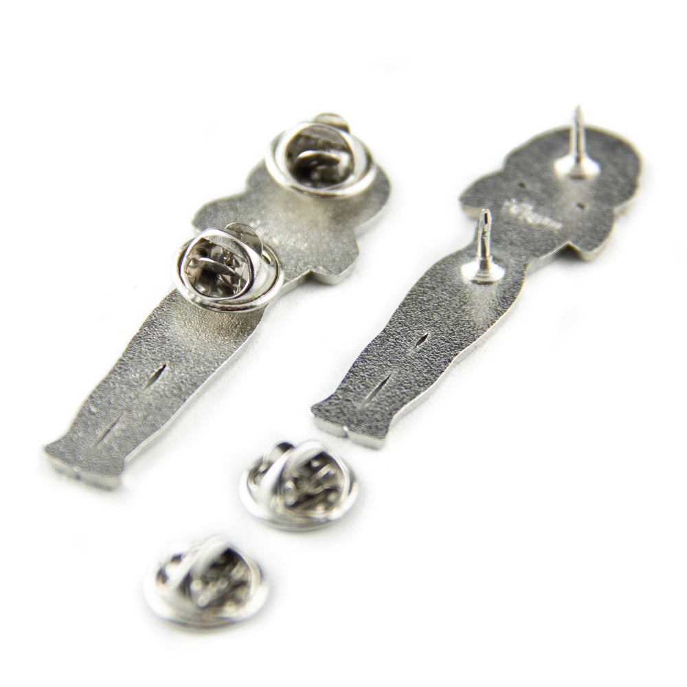 Silver enamel pin set by Ectogasm for a romantic gift between boyfriend and girlfriend, or husband and wife.